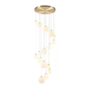 Marshall Ceiling Pendant, 16 Light G9, Satin Gold, Opal Glass