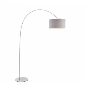 Loops - Floor Lamp Light Chrome & Grey Fabric 40W E27 Standing Base & Shade