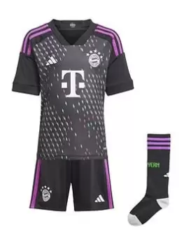 adidas Bayern Mini Kit 23/24 Away Full Kit, Black, Size 3-4 Years