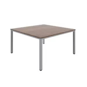 Fraction Infinity Square Dark Walnut Meeting Table With Silver Legs - 140 X 140