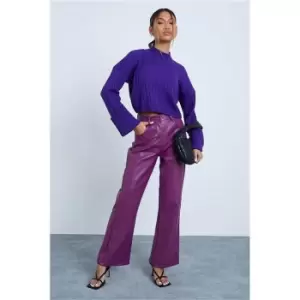 I Saw It First Purple Faux Leather Straight Leg Trousers - Purple