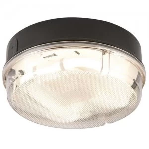 KnightsBridge 28W IP65 Round Bulkhead With Black Base - Prismatic Diffuser