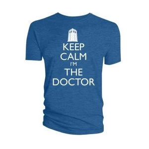 Doctor Who - Keep Calm I'm The Doctor Mens XX-Large T-Shirt - Blue