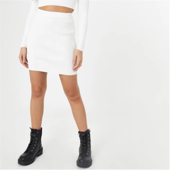 Jack Wills Ribbed Knitted Skirt - White