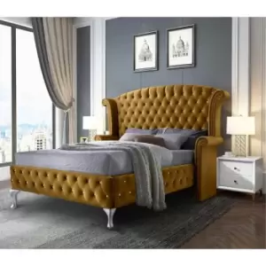 Envisage Trade - President Upholstered Beds - Plush Velvet, Single Size Frame, Mustard - Mustard