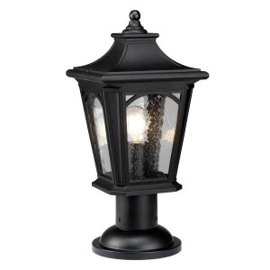 1 Light Medium Pedestal Lantern - Mystic Black Finish, E27