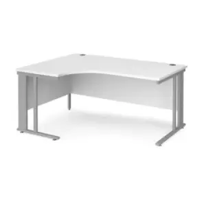 Office Desk Left Hand Corner Desk 1600mm White Top With Silver Frame 1200mm Depth Maestro 25 MCM16ELSWH