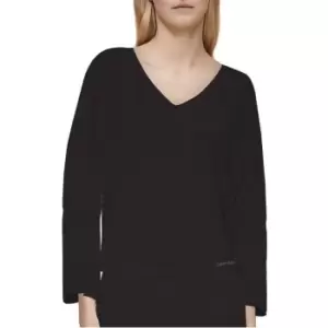 Calvin Klein Long Sleeve V Top - Black