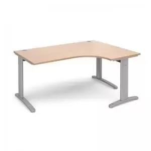 TR10 deluxe right hand ergonomic desk 1600mm - silver frame and beech