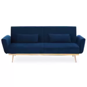 Interiors By Ph Dark Blue 2 Seater Velvet Sofa Bed