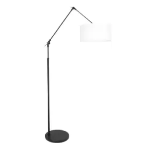 Prestige Chic Floor Lamp with Shade Matte Black, Linen White