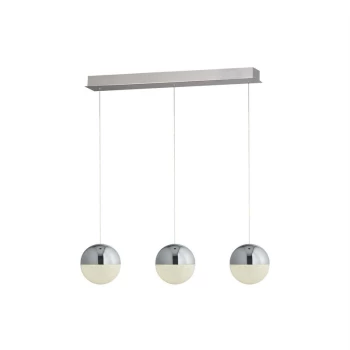 Searchlight Lighting - Searchlight Marbles - Integrated LED 3 Light Globe Bar Pendant Ceiling Light Chrome, Silver