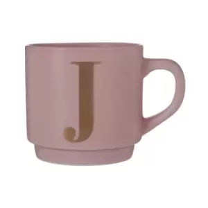 Pink Porcelain J Alphabet Mug