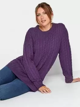 Long Tall Sally Purple Cable Funnel Neck Jumper, Purple, Size 14-16, Women