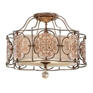 3 Light Semi Flush Ceiling Light British Bronze, E27