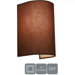 Harperliving - harper living 1xE27/ES Wall Wash Light with Switch, Mocha Cylinder Fabric Shade, Suitable for LED Upgrade - Mocha