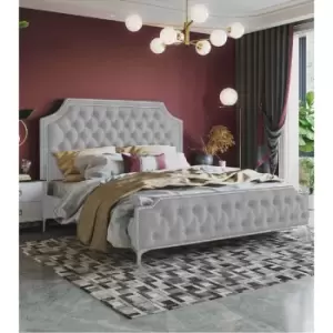 Gaia Bed Double Plush Velvet Silver