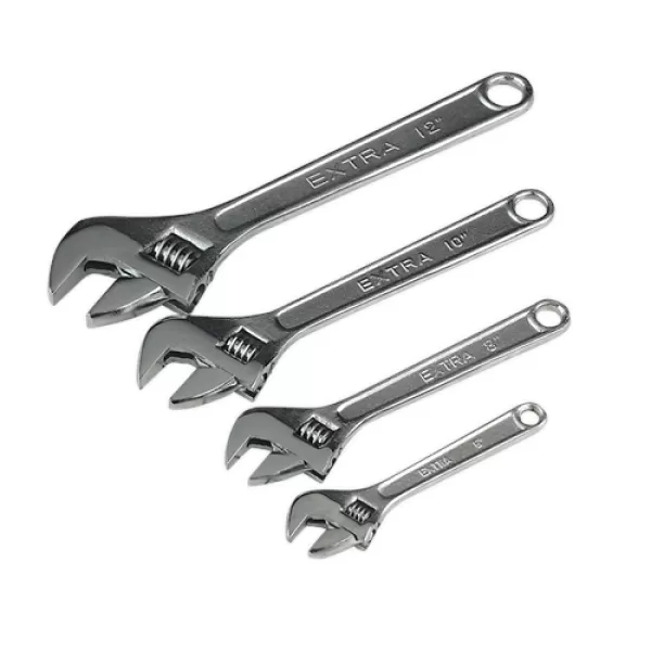 Genuine SEALEY S0449 Adjustable Wrench Set 4pc 150, 200, 250 & 300mm