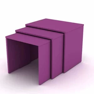 Max Nest of 3 Modern Tables, Purple