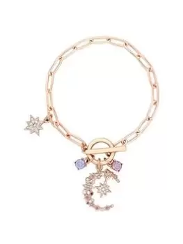 Lipsy Rose Gold Celestial Paperlink Charm Bracelet, Rose Gold, Women