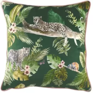 Evans Lichfield - Jungle Leopard Cushion Green - Green