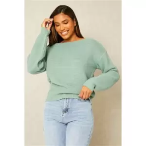 I Saw It First Sage Basic Knitted Off Shoulder Jumper - Green