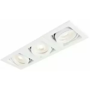 Loops - Triple Square Adjustable Head Ceiling Spotlight White GU10 50W Box Downlight