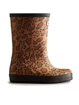 Hunter Original First Hybrid Leopard Wellington Boot, Multi, Size 7 Younger