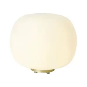 Luminosa Cheektowaga Medium Oval Ball Table Lamp E27 Satin Gold Base With Frosted White Glass Globe