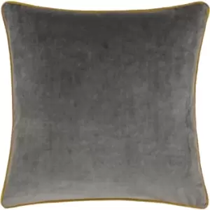 Paoletti Meridian Velvet Cushion Charcoal/Moss - Charcoal/Moss