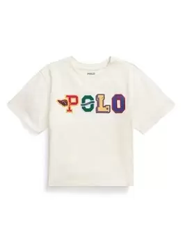 Ralph Lauren Girls Polo Short Sleeve T-Shirt - Off White, Size Age: 12-14 Years=L, Women