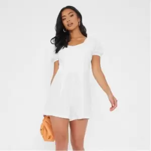 I Saw It First Petite Puff Sleeve Woven Playsuit - White