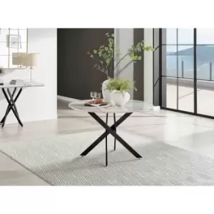 Furniture Box Novara 120cm White Marble Table - Black