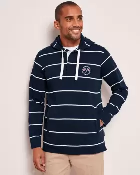 Cotton Traders Mens Help For Heroes Hooded Stripe Rugby Top in Blue