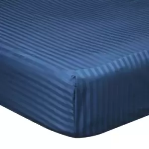 Belledorm 540 Thread Count Satin Stripe Extra Deep Fitted Sheet (Superking) (Navy)