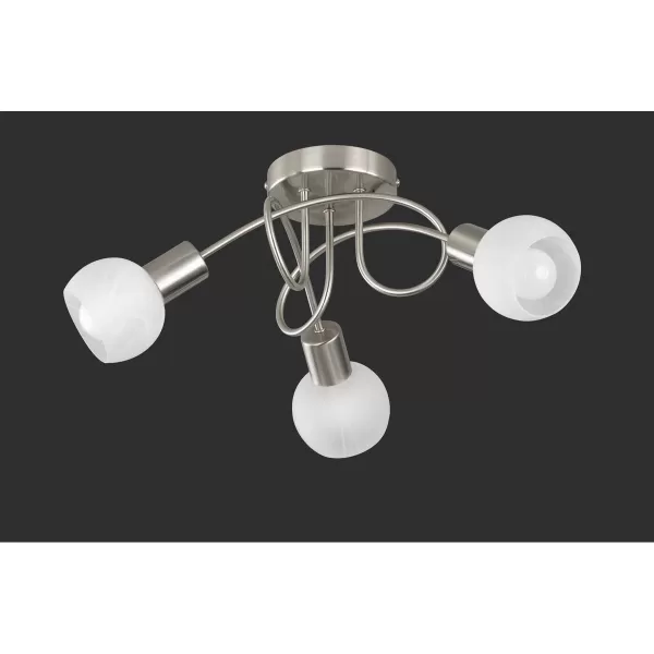 Antibes Modern 3 Light Multi Arm Semi Flush Ceiling Lamp Nickel Matt