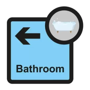 Bathroom Arrow Left Sign, Self Adhesive Foamex (305mm x 310mm)