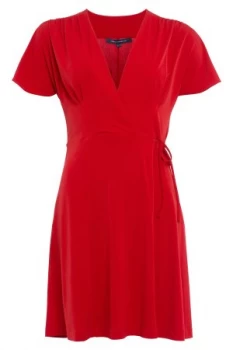 French Connection Alexia Crepe Jersey Wrap Dress Red