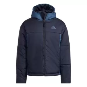 adidas BSC 3-Stripes Puffy Hooded Jacket Mens - Legend Ink / Wonder Steel