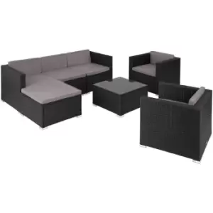 Rattan Garden Furniture Lignano Set 6 Seats, 1 Table - Rattan lounge, garden lounge, lounge set - Black - black