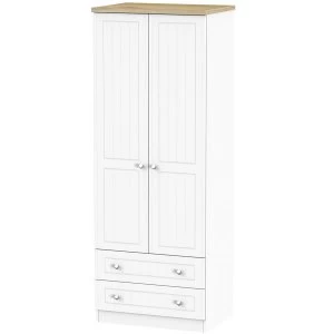 Robert Dyas Wilcox Ready Assembled 2-Door Wardrobe with Drawers - Porcelain Ash