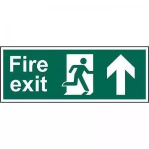 Fire Exit Man Arrow Up sign 600 x 200mm. Manufactured from strong