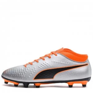 Puma ONE 4 FG Football Boots - Silver/Orange