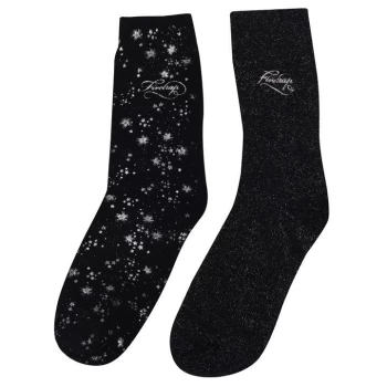 Firetrap 2 Pack Glitter Socks Ladies - Black/Grey