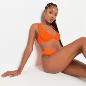 Missguided Underwire Crinkle Bikini Top - Orange