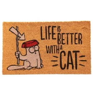 Life is Better With A Cat Simons Cat Coir Door Mat