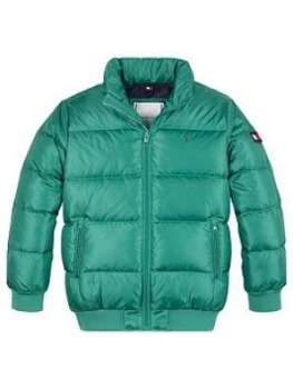 Tommy Hilfiger Boys Reflective Flag Padded Bomber Jacket, Green, Size Age: 12 Years