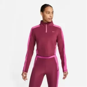 Nike Dri-FIT Femme Womens Half-Zip Long Sleeve Cropped Top - Pink