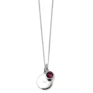 Personalised Sterling Silver Birthstone and Disc Pendant Necklace