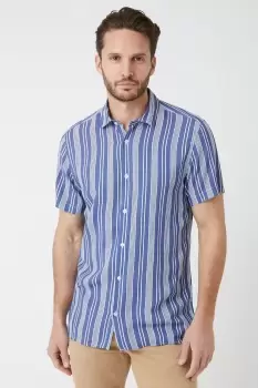 Blue And White Eco Viscose Varied Stripe Shirt